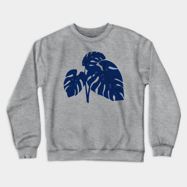 Blue Monstera Swiss Cheese Plant Cut Out Style Crewneck Sweatshirt by taiche